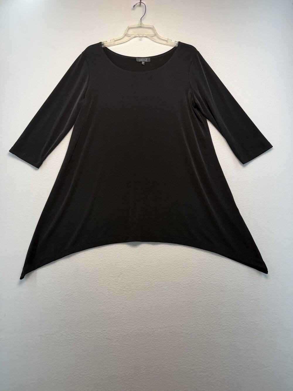 Lbisse XL Black Stretchy Soft Asymmetrical Lagenlook Whimsigoth Top Tunic Office